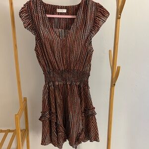 Ramy Brook Black and Orange Patterned Dress, Small